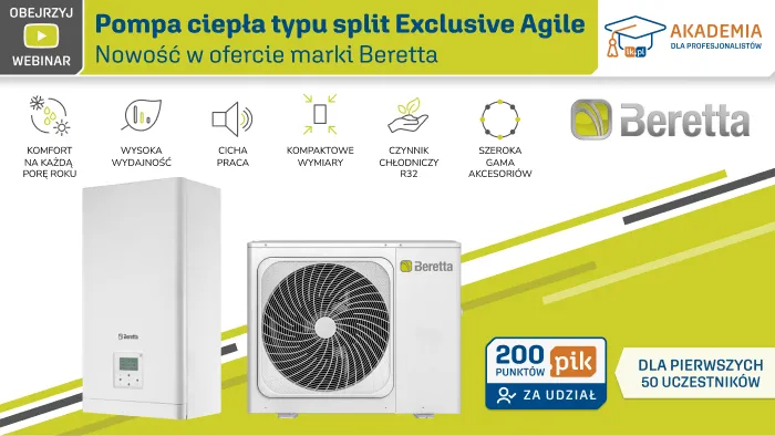  Pompa ciepła typu split Exclusive Agile. Nowość w ofercie marki Beretta  