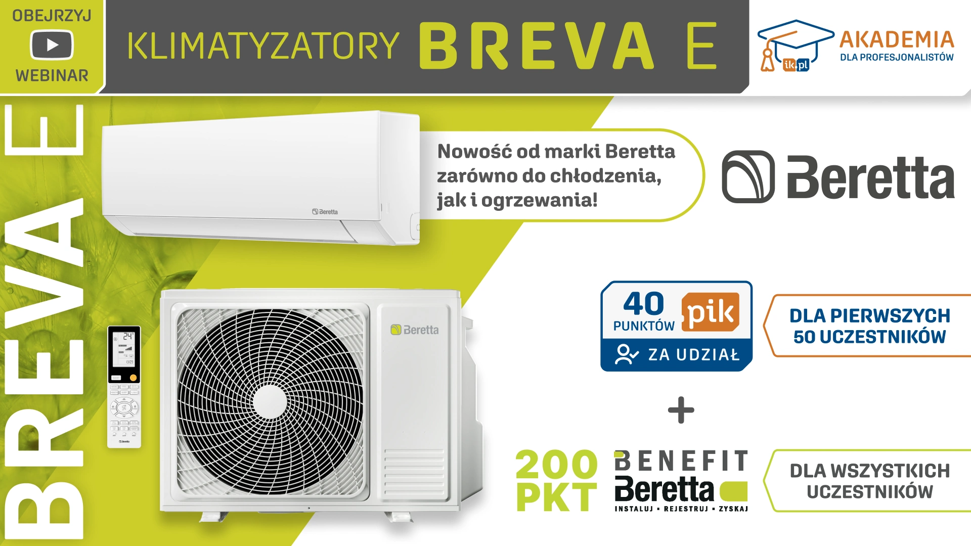 Klimatyzatory BREVA E – nowość od marki Beretta zarówno do chłodzenia, jak i ogrzewania!