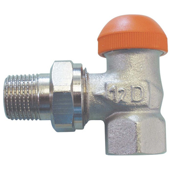 Zawór grzejnikowy termostatyczny HERZ TS-98-VH kątowy z nastawą wstępną, połączenie 3/8'' (niklowanie)