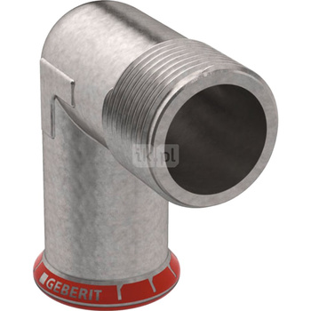 Kolano 90' GEBERIT Mapress C-Stahl przejściowe, stal (ocynk galwaniczny/elektrolityczny) (ocynk), 3/8'' x 15 mm (GZ x mufa zaprasowywana), (głębokość: 16 mm) z uszczelką