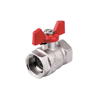 Zawór kulowy PERFEXIM PHA-002 mosiądz niklowany, PN30 1/2'' GW, uchwyt: motylek (czerwony)