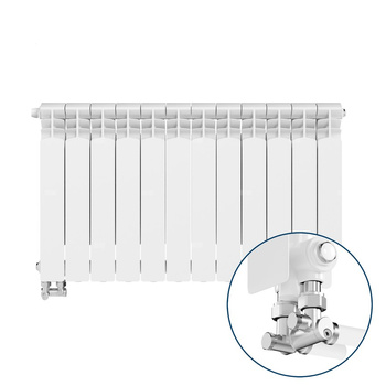 Grzejnik G500F/D/12 lewy z zespołem przyłączeniowym kątowym