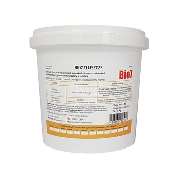 Bio7 TŁUSZCZE 1 KG - osadniki-separatory tłuszczu - EKSPLOATACJA - biopreparat do oczyszczalni, preparat , bakterie , biopreparat do osadnika , biopreparat do oczyszczalni drenażowej , biopreparat do oczyszczalni tunelowej , biopreparat do oczyszczalni bi