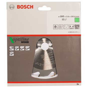 Tarcza pilarska Optiline Wood PIŁA TARCZ.-H OPTI 160X2.6X20/16Z12