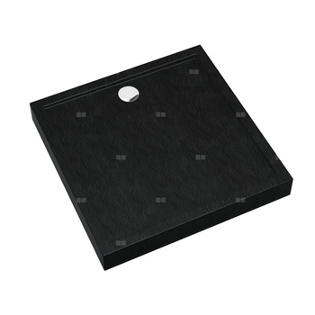 Brodzik akrylowy zintegrowany z nośnikiem Stabilsound Plus® oraz obudową akrylową przeciągniętą do podłogi Competia New Black Stone 90x90x12 cm, kwadratowy