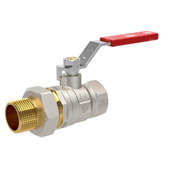 Zawór kulowy SENA VA30 prosty Ni-free, 1 GW x 1 1/4'' GZ, z półśrubunkiem 1, dźwignia INOX