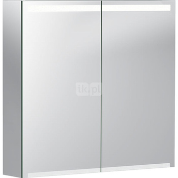 Szafka z lustrem Geberit Option z oświetleniem, z dwoma drzwiami: 75x70x15cm, Korpus: lustrzany z zewnątrz, Drzwi: lustrzane wewnątrz i z zewnątrz