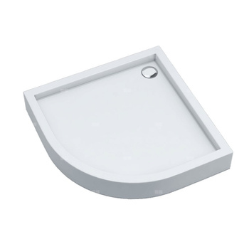 Brodzik akrylowy zintegrowany z nośnikiem Stabilsound Plus® oraz obudową akrylową przeciągniętą do podłogi Medium White Stone 90x90x16 cm R55, półokrągły