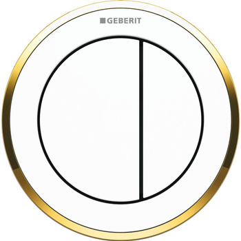 Pneumatyczny przycisk uruchamiający WC Geberit Typ 10, ręczny, meblowy dwudzielny, biały-złocony