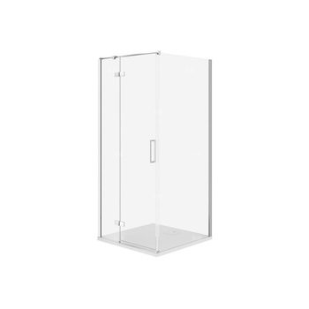 SET C524 KABINA CITY LEWA CHROM 90X90X195+TAKO SLIM BIAŁY WIR