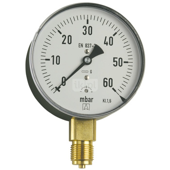 Ciśnieniomierz różnicowy AFRISO KP D211 -40/0 mbar mosiądz G1/4B aksjalne fi 63, kl. 1.6%