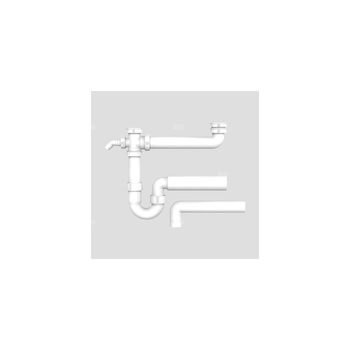 Półsyfon 2-komorowy G 1 1/2 z przyłączem AGD z kolanem odpływowym