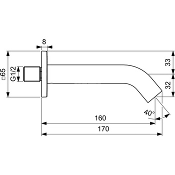 Wylewka ścienna 65x170 mm, wylewka 160 mm 20 l/min (3 bary) - JOY NEO