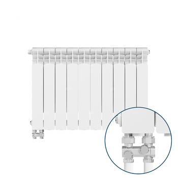 Grzejnik żeberkowy KFA Armatura G500F/D/10 aluminium, podłączenie dolne, lewe, proste 572 x 805 mm, kolor biały