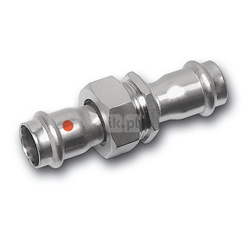 Śrubunek SANHA NiroTherm Press trzyczęściowy, stal nierdzewna, 22 mm (zw x zw)