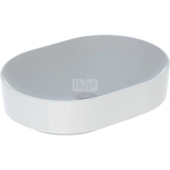 Umywalka GEBERIT Variform eliptyczna, biała / KeraTect, 550mm, bez otworu na baterię, stawiana na blat, bez odpływu przelewowego, bez półki