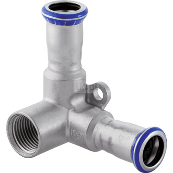 Trójnik GEBERIT Mapress Edelstahl (narożnik) stal nierdzewna 15 mm x 1/2'' x 15 mm (mufa zaciskowa x GW x mufa zaciskowa)