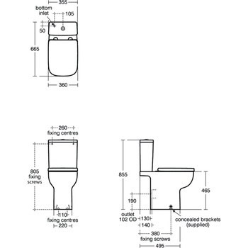 Spłuczka WC 365x150x390 mm, mechaniczna - I.LIFE A