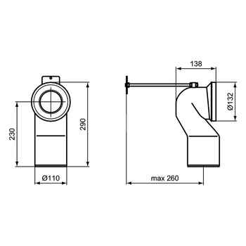 Kolano odpływowe 132x315x290 mm - MULTI SUITES - FINISHED PRODUCTS