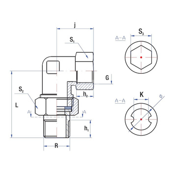 Śrubunek kątowy 90' RUMET fibra mosiądz 3/4'' x 3/4'' (gw x gz), z uszczelką