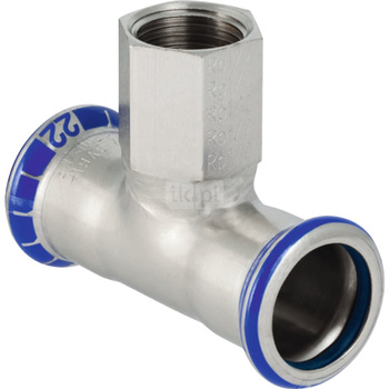 Trójnik GEBERIT Mapress Edelstahl FKM przejściowy 90' stal nierdzewna 88.9 mm x 3/4'' x 88.9 mm (mufa zaciskowa x GW x mufa zaciskowa)