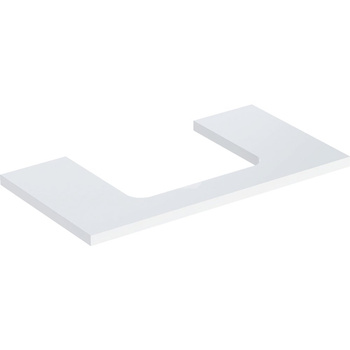Blat pod umywalkę Geberit ONE z wycięciem, do prostokątnej umywalki nablatowej: B=89.4cm, Biały, Przekrój=Na środku, Lakierowany na wysoki połysk