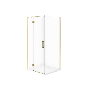 SET C553 KABINA CITY LEWA ZŁOTA 90X90X195+TAKO SLIM BIAŁY WIR