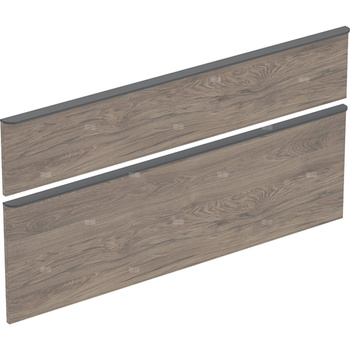 Zestaw frontów szuflad do szafki pod umywalkę podwójną GEBERIT, kol. orzech włoski hickory melamina, struktura drewna szer.1200 mm