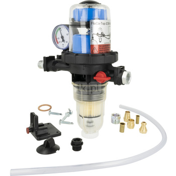 Filtr olejowy AFRISO FloCo-Top-2CM MS-5 zintegrowany z odpowietrznikiem fi 3/8'' x 3/8'' GW x GZ, z wkładem opticlean, maks. przepływ 100 l/h