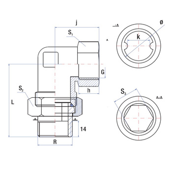 Śrubunek kątowy 90' RUMET o-ring mosiądz 1'' x 1'' (gw x gz), z uszczelką