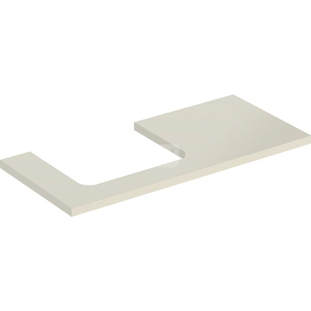 Blat pod umywalkę Geberit ONE z wycięciem, do prostokątnej umywalki nablatowej: B=104.2cm, Piaskowy szary, Przekrój=Lewa strona, Lakierowany na wysoki połysk