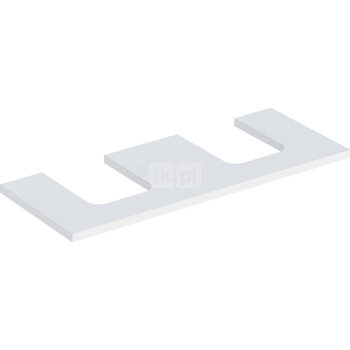 Blat pod umywalkę Geberit ONE z wycięciem, do umywalki nablatowej w kształcie misy: B=119cm, Biały, Lakierowany matowy, Przekrój=Lewa i prawa strona