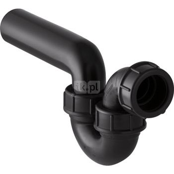 Syfon rurowy Geberit do zlewu, z nakrętką, wpust poziomy i wylot poziomy: d=56mm, d1=56mm, Czarny
