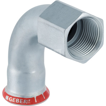 Kolano 90' GEBERIT Mapress C-Stahl przejściowe, stal (ocynk galwaniczny/elektrolityczny) (ocynk), 1'' x 28 mm (GW x mufa zaprasowywana), (głębokość: 49 mm) z uszczelką