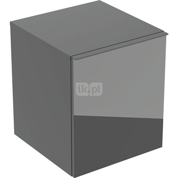 Szafka boczna Geberit Acanto, z jedną szufladą i jedną szufladą wewnętrzną: H=52cm, Korpus: lava / lakierowany matowy, Front: lava / szkło błyszczące, Uchwyt: lava / malowany proszkowo, matowy