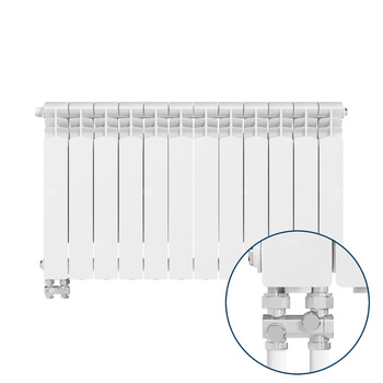 Grzejnik żeberkowy KFA Armatura G500F/D/12 aluminium, podłączenie dolne, lewe, proste 572 x 966 mm, kolor biały