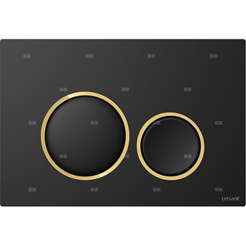 PRZYCISK LUNA RING CZARNY MATOWY DETAL ZŁOTY BŁYSK