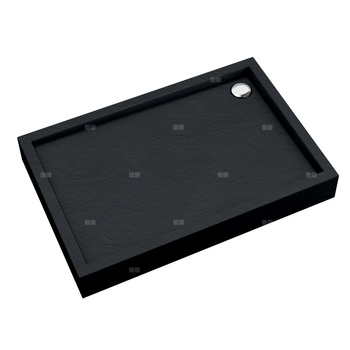 Brodzik akrylowy zintegrowany z nośnikiem Stabilsound Plus® oraz obudową akrylową przeciągniętą do podłogi Medium Black Stone 80x100x16 cm, prostokątny