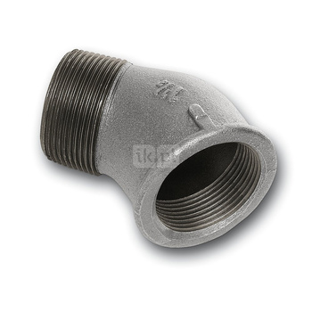 Kolano 45' SANHA 121#, żeliwo (ocynk galwaniczny/elektrolityczny) (ocynk), 1/2'' (GW x GZ)