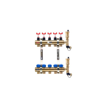 Rozdzielacz do ogrzewania podłogowego QIK STANDARD II 13-obieg. mosiądz GW 1'' x GZ 3/4'' + przepływomierz