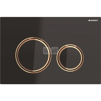 Przycisk uruchamiający Geberit Sigma50, przedni, szkło czarne, pierścienie: czerwone złoto, okrągły