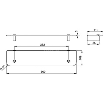 CONNECT PÓŁKA SZKLANA 500 X 110 X 40 MM
