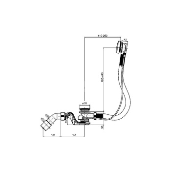 Syfon wannowy BASIC, rura gietka z automatycznym korkiem w kolorze czarny mat