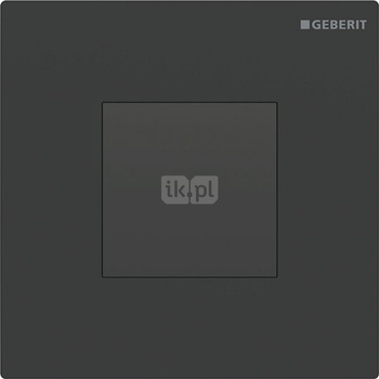 Elektroniczny zawór spłukujący Geberit do pisuaru, zasilanie 230V, Typ 20, czarny mat, easy-to-clean, prostokątny