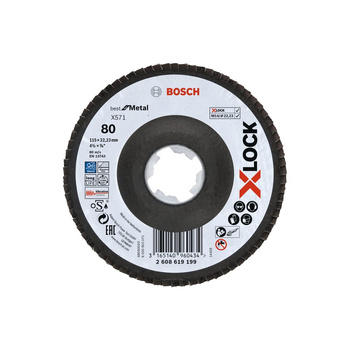 Tarcze listkowe z systemem X-LOCK, wersja kątowa, płyta z włókniny 115 mm, G 80, X571, Best for Metal, 1 szt. D= 115 mm, G= 80,