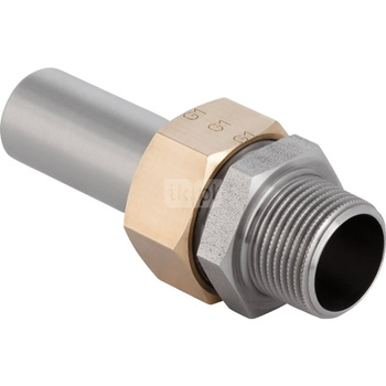 Śrubunek hydrauliczny GEBERIT Mapress Edelstahl przejściowy z końcówką wsuwaną stal nierdzewna GZ 1 1/4'' 35 mm z pierścieniem zacinającym