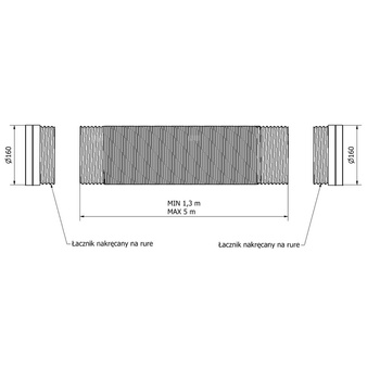 Przewód elastyczny DN160 dł.5 m 