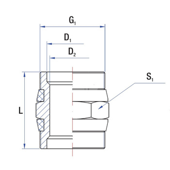 Nypel RUMET mosiądz 1'' x 1'' (GZ), z uszczelką