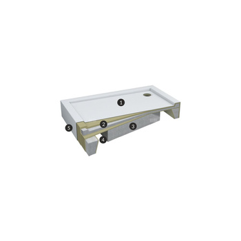 Brodzik akrylowy zintegrowany z nośnikiem Stabilsound Plus® oraz obudową akrylową przeciągniętą do podłogi Competia New 70x100x12 cm, prostokątny z odpływem na krótszym boku