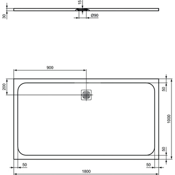 ULTRAFLAT S Brodzik 180x100 CONC GR RECT